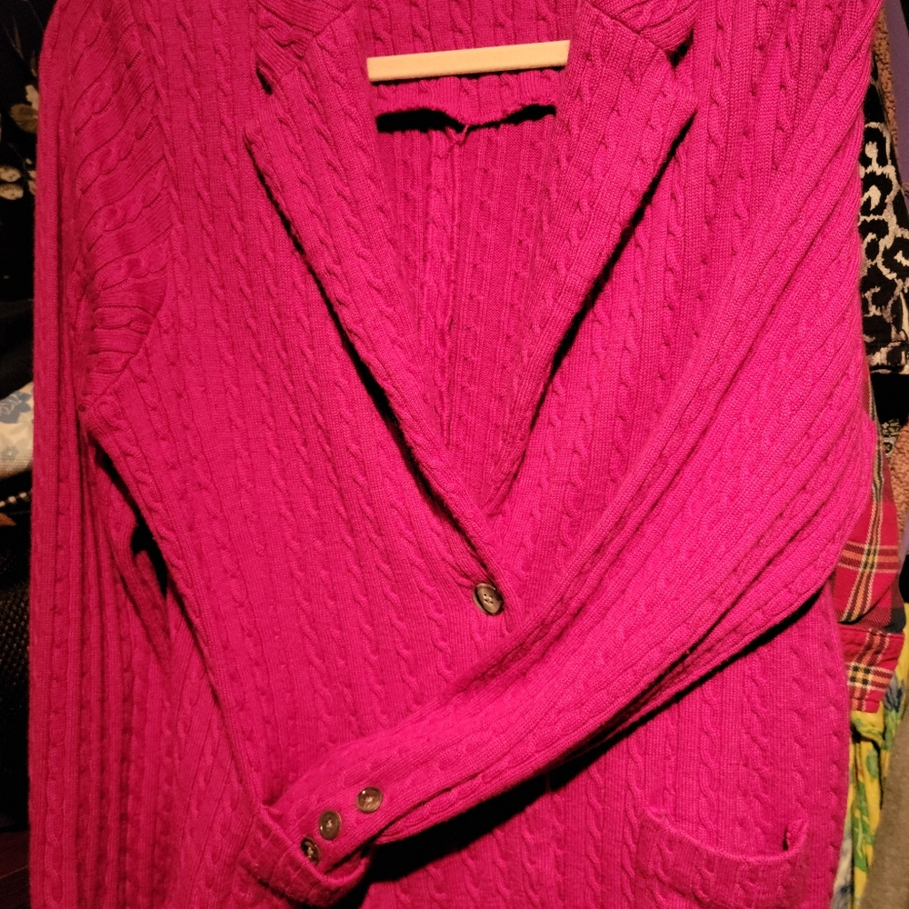 Bright Pink Cable knit Sweater